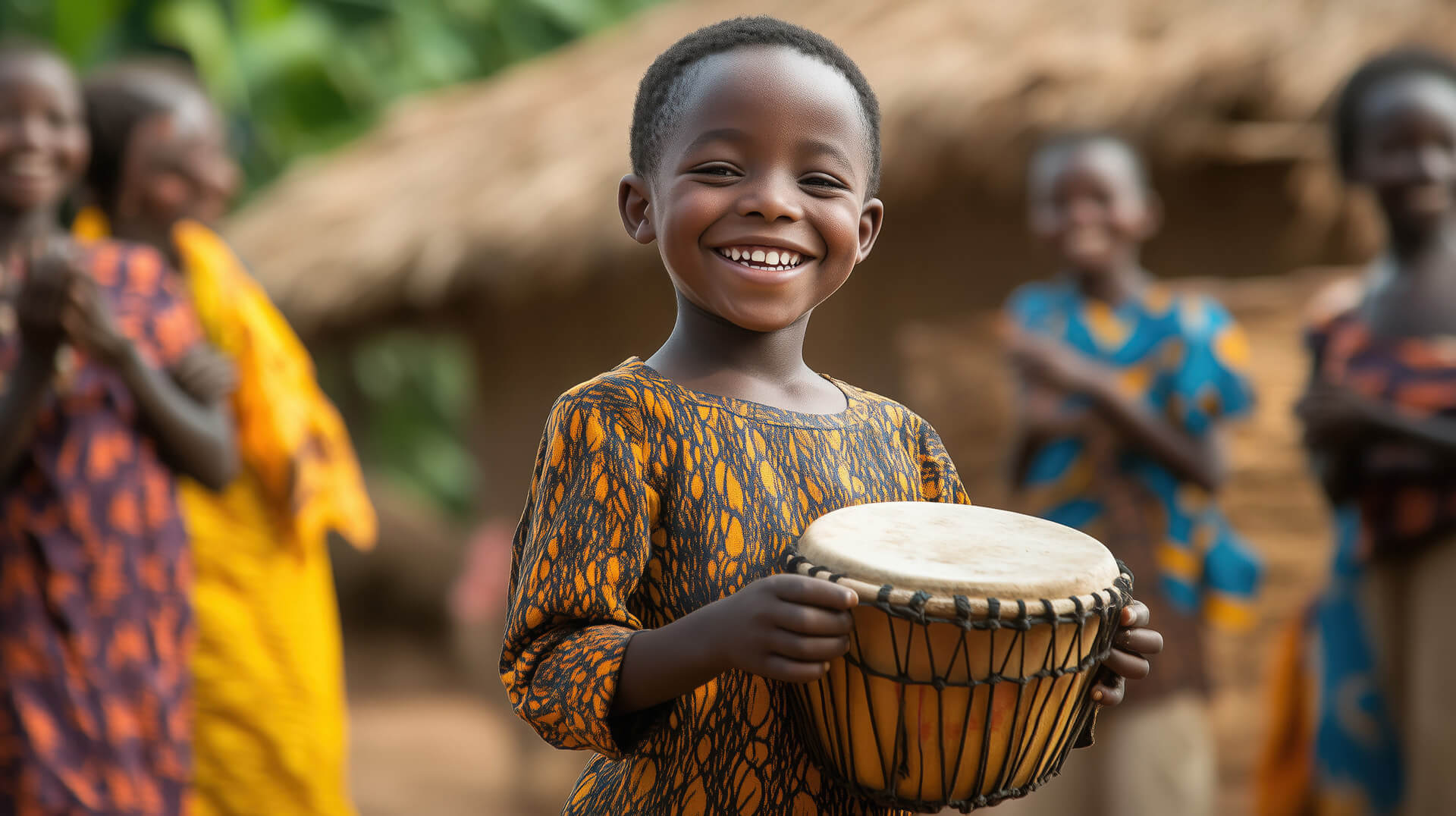 African kid and drum