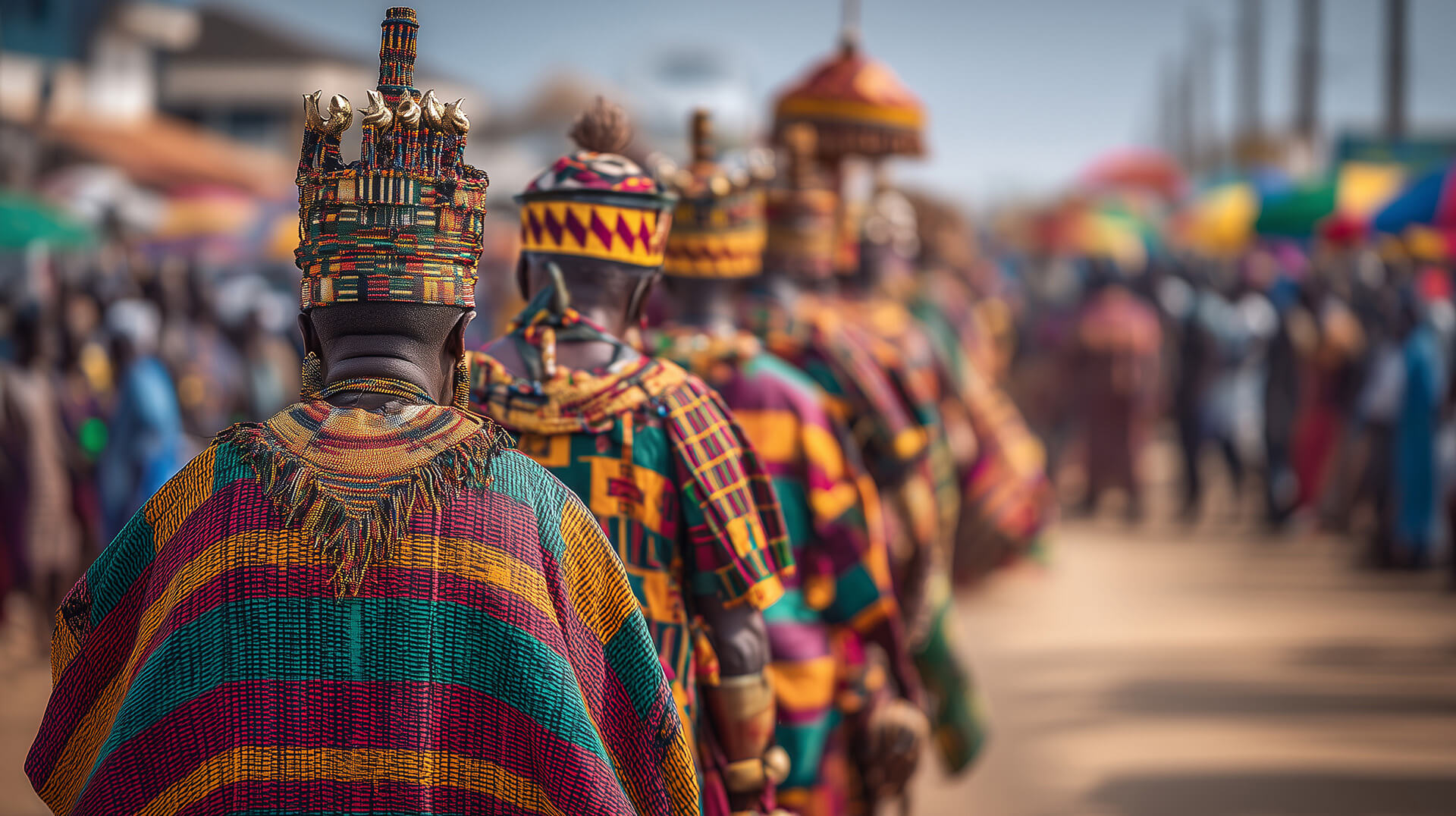 Fetu Afahye Festival Ghana traditional chiefs in colorful kente cloth parade cultural heritage celebration African royalty ceremony Cape Coast festival