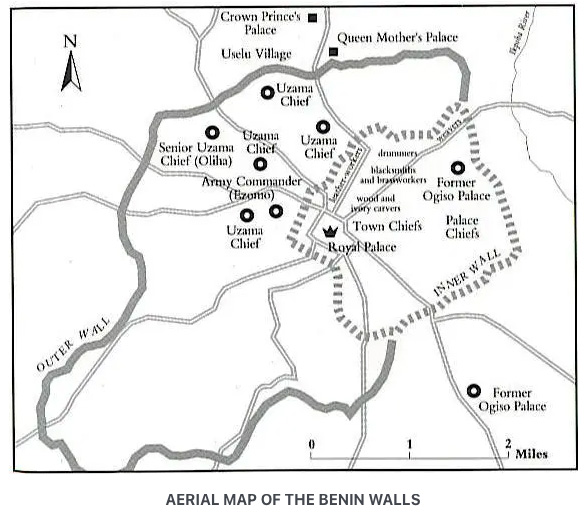 Aerial Map of the Benin Walls